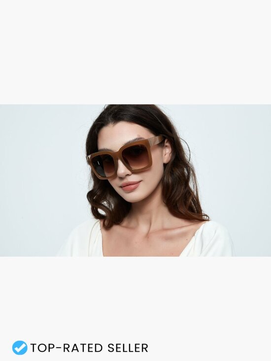 Oversized Square Sunglasses Retro Trendy UV Protection Large Wide Frame Shades main image 4
